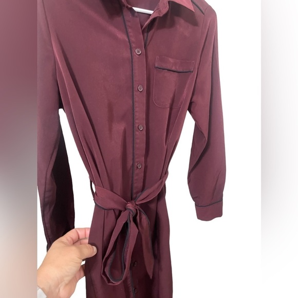WHO WHAT WEAR BURGUNDY BUTTON DOWN DRESS - Picture 4 of 12